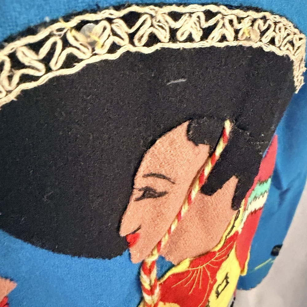 Hand Embroidered 1940s Lopez Vintage Mexican Souvenir Felt Applique Jacket 36 - Picture 8 of 11